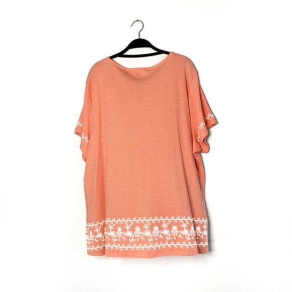 NWT Karen Scott Plus Embroidered Striped Blouse - Picture 2 of 5